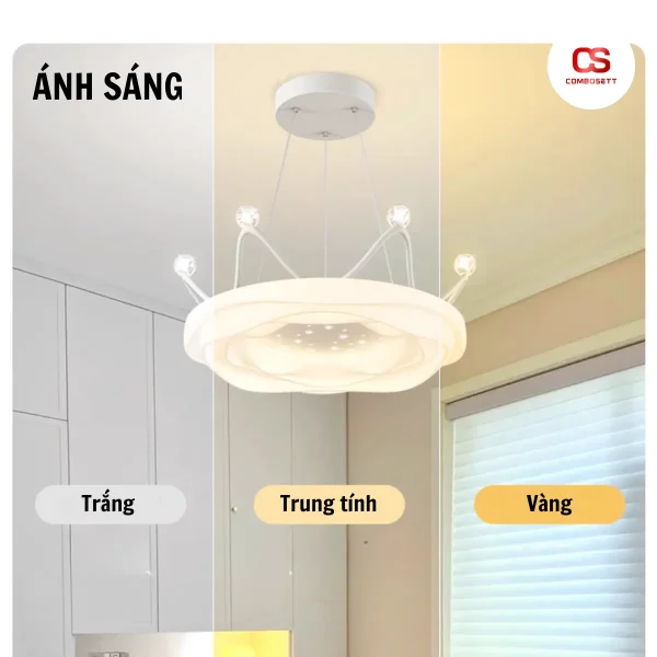 Đèn thả chùm hình vương miện, Đèn Thả Led hiện đại tích hợp 3 chế độ sáng, decor trang trí phòng ngủ, phòng khách - Ảnh 5