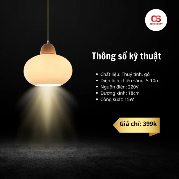Đèn thả chùm bàn ăn, đảo bếp hình quả hồng phong cách Nhật Bản