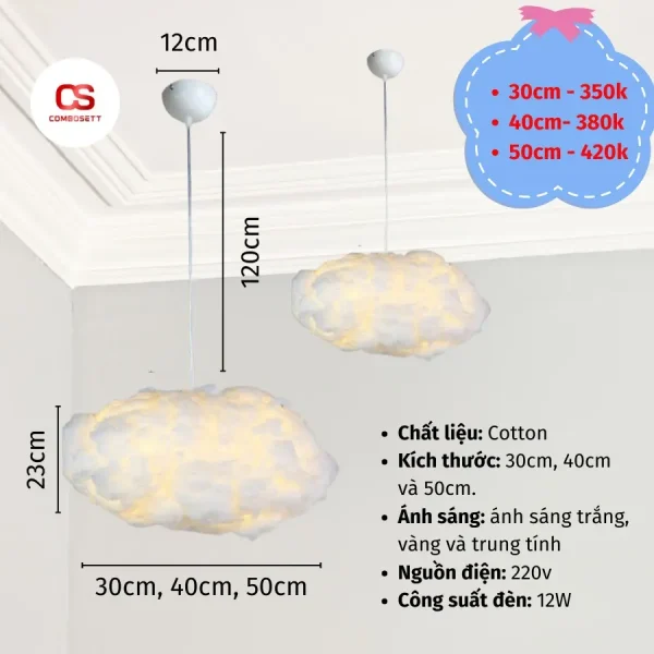 Đèn Thả Đám Mây Cotton 15D