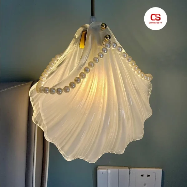 Đèn chùm thả trần đầu giường phòng ngủ hình Vỏ Sò thuỷ tinh - Ảnh 3