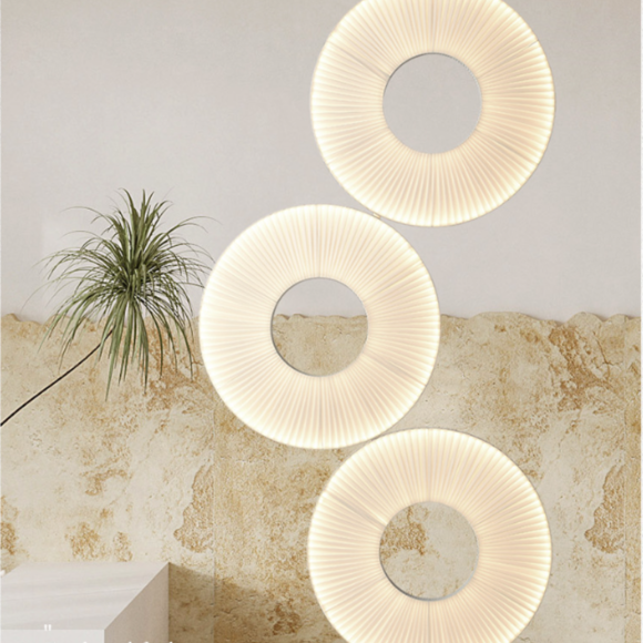 Đèn Sàn Kết Hợp Đèn Chùm Phòng Khách Kiểu Ý, Đèn Led Vòng Tròn Xếp Ly Độc Đáo Decor Mọi Không Gian