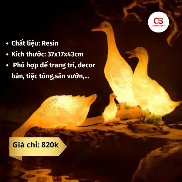Đèn dạ quang động vật ngoài trời mô hình vịt đáng yêu