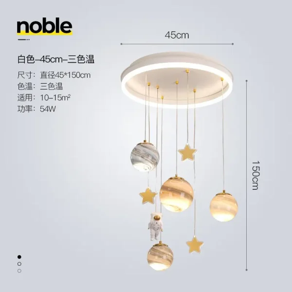 Đèn chùm thông tầng phòng khách, Đèn treo thả trần decor phòng ngủ cho bé cao cấp gồm mặt trời, trái đất,ngôi sao – SKU 5125