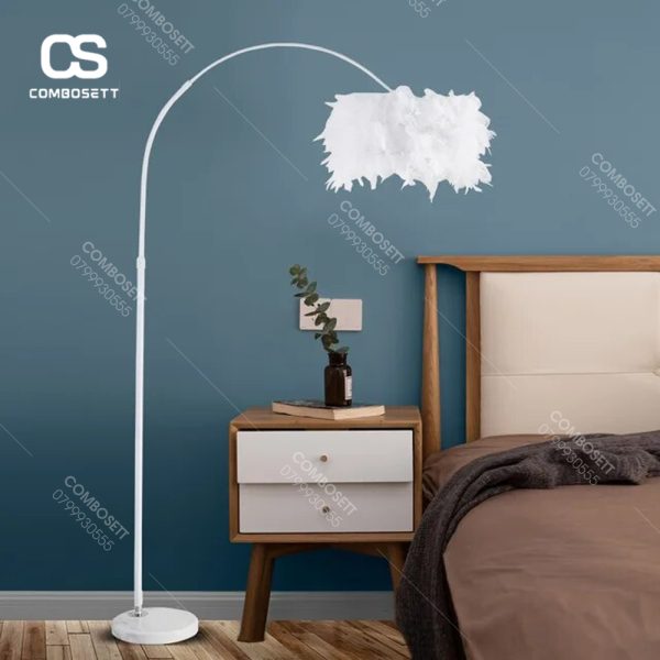 Đèn Sàn Lông Vũ Mạ Vàng Nghệ Thuật 3 Chế Độ Màu Trang Trí  Sofa, Đọc Sách, Phòng Ngủ - Hình ảnh 7