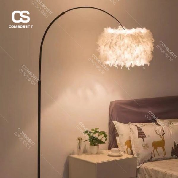 Đèn Sàn Lông Vũ Mạ Vàng Nghệ Thuật 3 Chế Độ Màu Trang Trí  Sofa, Đọc Sách, Phòng Ngủ - Hình ảnh 3