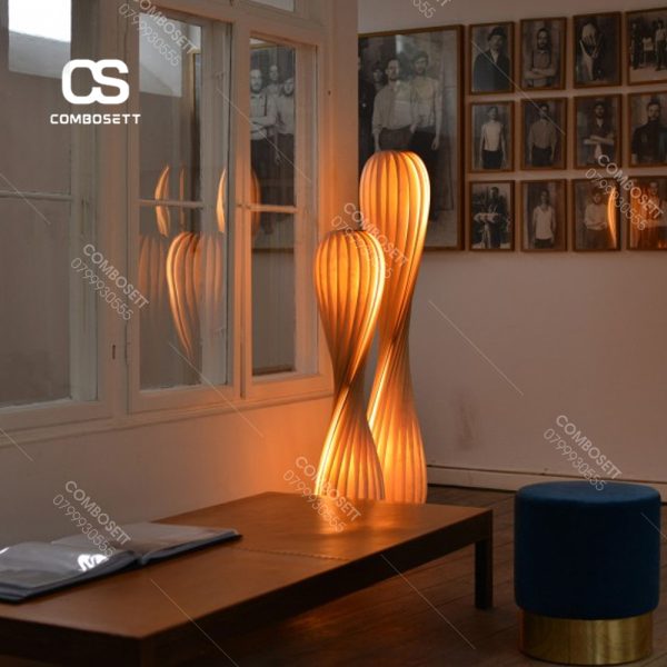 Đèn Sàn Chao Gỗ Bạch Dương Phong cách WABI-SABI Nhật Bản - Ảnh 2