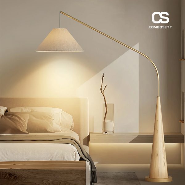 Đèn Sàn Cần Thả Chao Nón Gỗ Óc Chó Phong Cách Nhật Bản Decor Nhiều Không Gian - Hình ảnh 7