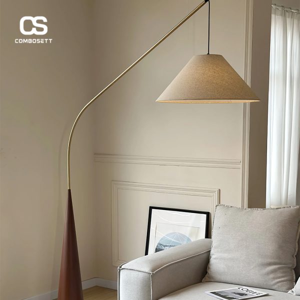 Đèn Sàn Cần Thả Chao Nón Gỗ Óc Chó Phong Cách Nhật Bản Decor Nhiều Không Gian - Hình ảnh 5