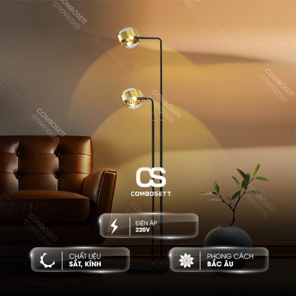 Đèn Cây Đứng 2 Tầng Xoay 2 Hướng Decor Sofa, Bàn Làm Việc