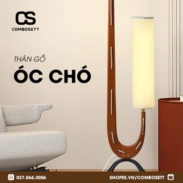 Đèn Sàn Gỗ Óc Chó Chao Đôi Hiện Đại Phong Cách Bắc Âu - Ảnh 3