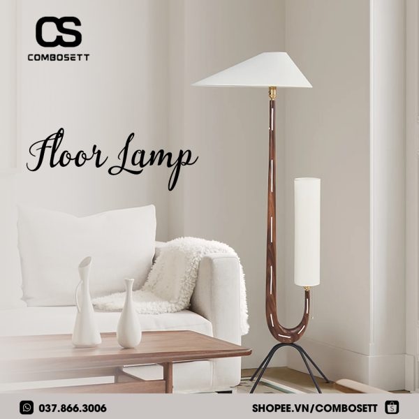 Đèn Sàn Gỗ Óc Chó Chao Đôi Hiện Đại Phong Cách Bắc Âu - Ảnh 8