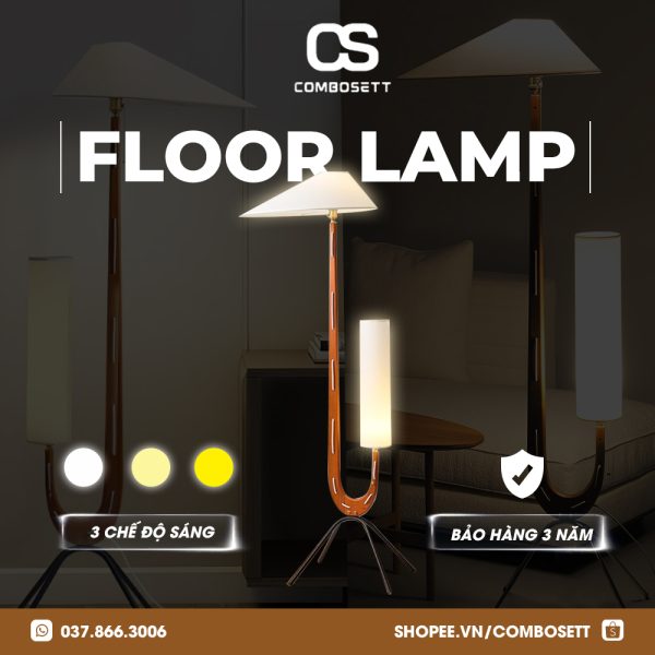 Đèn Sàn Gỗ Óc Chó Chao Đôi Hiện Đại Phong Cách Bắc Âu - Ảnh 5