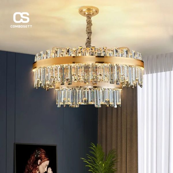 Đèn Chùm Thả Trần Pha Lê 5 Tầng Phong Cách Bắc  u Trang Trí Decor Cho Phòng Khách, Phòng Ngủ - Hình ảnh 8