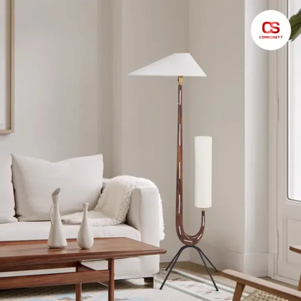 Đèn sàn, đèn cây đứng thân gỗ óc chó phong cách Bắc Âu - Ảnh 4