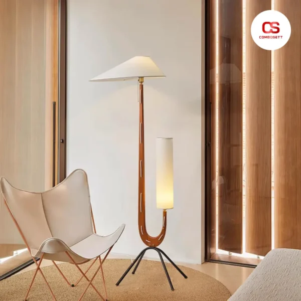 Đèn sàn, đèn cây đứng thân gỗ óc chó phong cách Bắc Âu - Ảnh 5