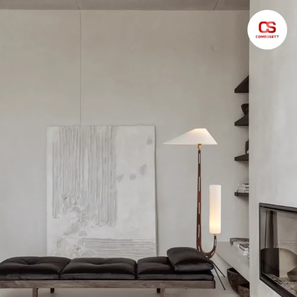Đèn sàn, đèn cây đứng thân gỗ óc chó phong cách Bắc Âu - Ảnh 3
