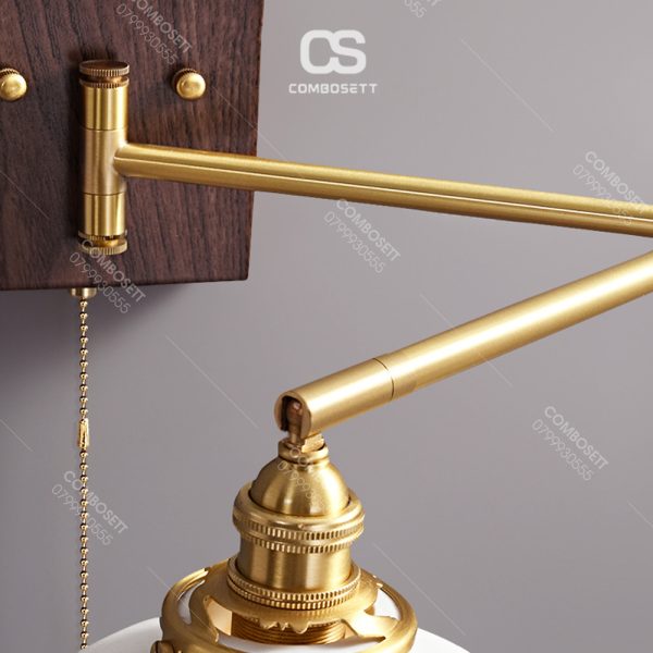 Đèn Gắn Tường Gỗ Óc Chó Đèn Led Chao Sứ Decor Đầu Giường Phòng Ngủ, Đèn Tường Đọc Sách - Ảnh 9