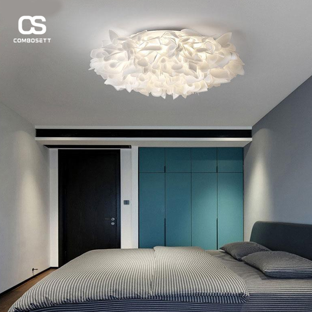 Đèn Ốp Trần Hình Hoa Sứ Trắng Phòng Khách Phong Cách Bắc Âu, Đèn Ốp Trần Led Cánh Hoa - Ảnh 4