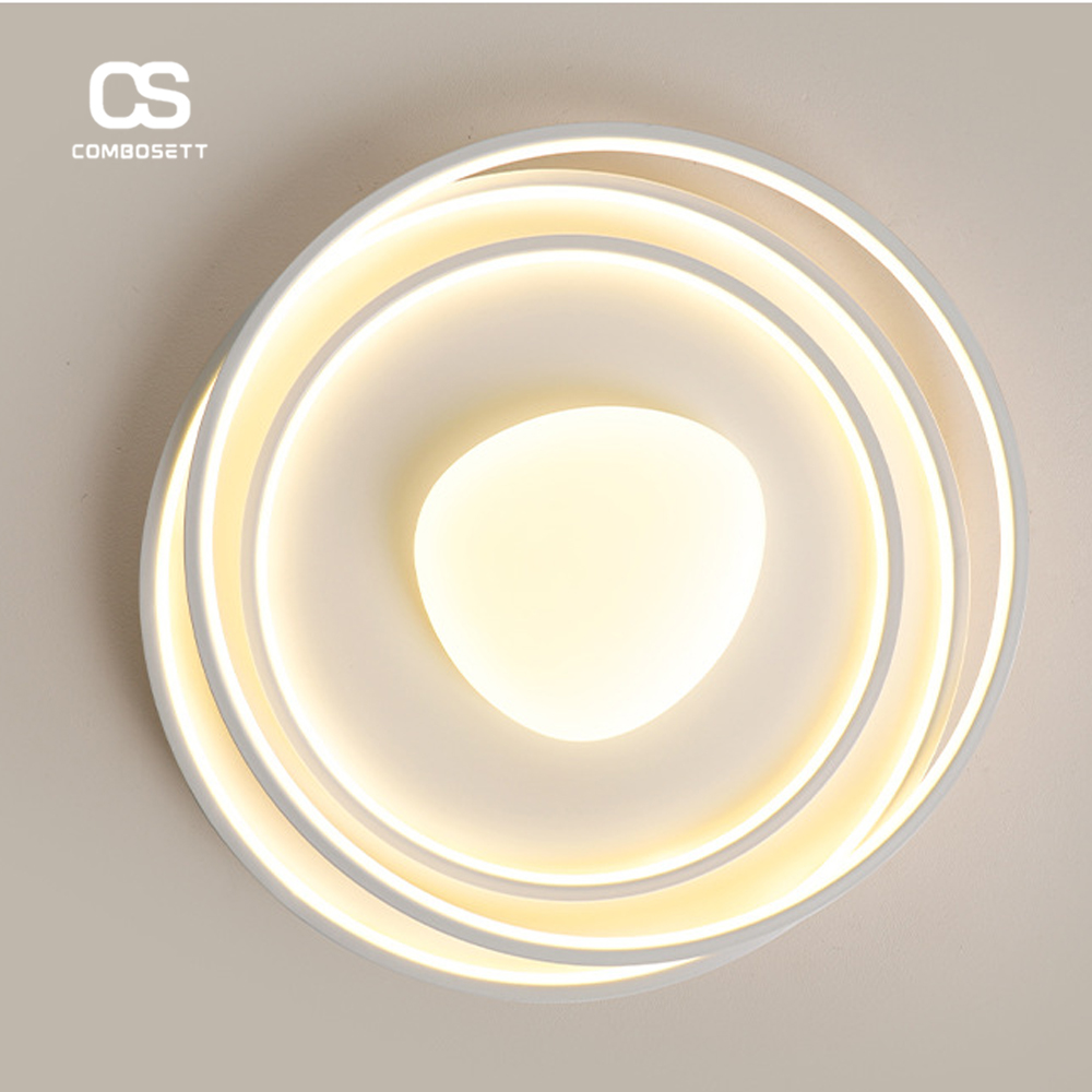 Đèn Led Ốp Tường Xoắn Tối Giản Bắc u Phòng Ngủ Phòng Khách, Đèn Trần Nổi Màu Trắng Tròn - Ảnh 5