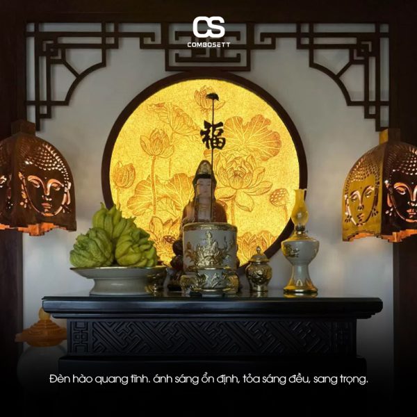 Đèn Hào Quang Tượng Phật Lưu Ly, Mẹ Quan Âm Hình Hoa Sen, Hình Chữ Vạn - Ảnh 4