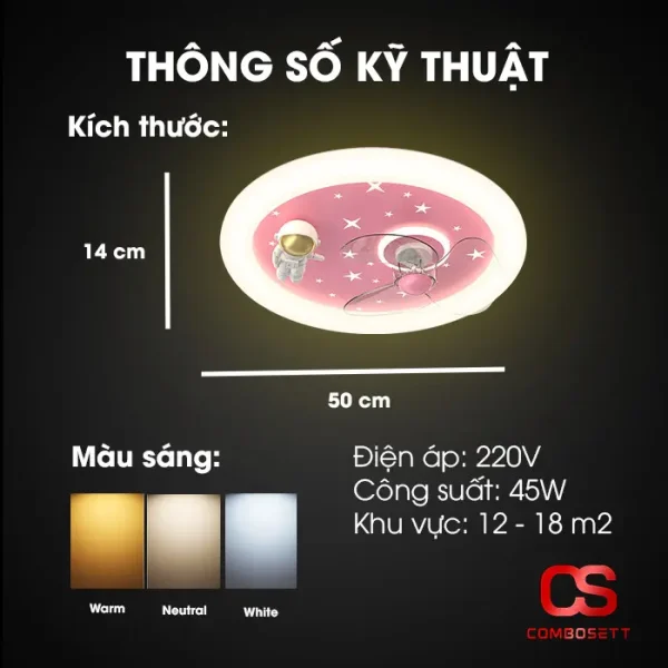 Đèn quạt trần Phi Hành Gia - Ảnh 4