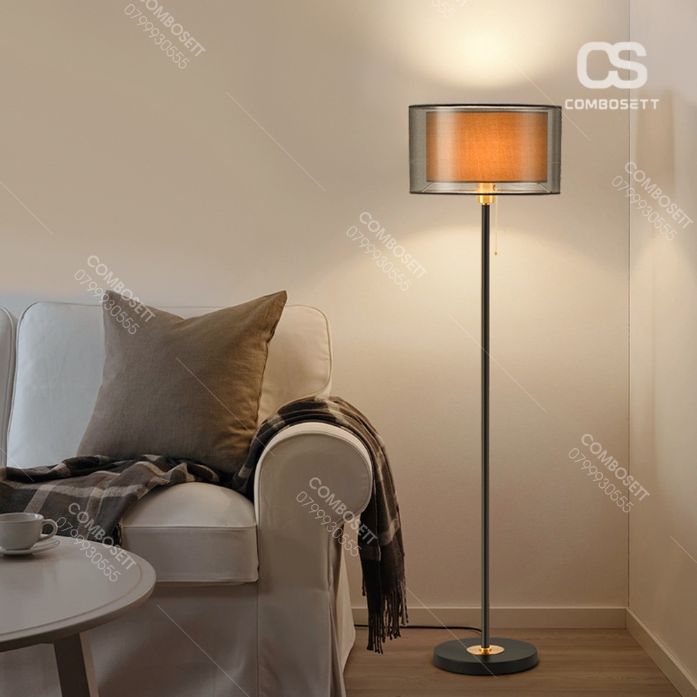 Đèn Sàn Chao Vải 2 Lồng Hiện Đại Cho Phòng Ngủ, Phòng Khách Decor Trang Trí Cực Đẹp - Ảnh 4