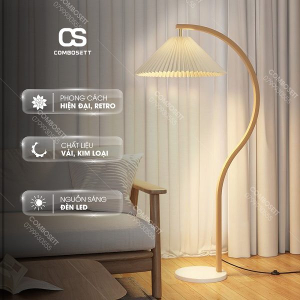Đèn Sàn Vải Lanh Gỗ Óc Chó Tạo Điểm Nhấn Decor Trang Trí Cho Nội Thất Phòng Ngủ, Phòng Khách - Hình ảnh 2