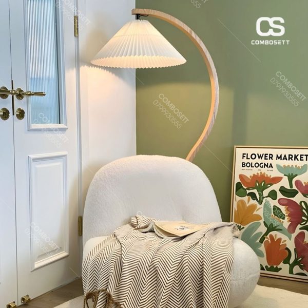 Đèn Sàn Vải Lanh Gỗ Óc Chó Tạo Điểm Nhấn Decor Trang Trí Cho Nội Thất Phòng Ngủ, Phòng Khách - Hình ảnh 5