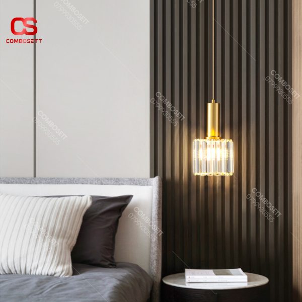 Đèn Thả Trần Pha Lê Thủy Tinh Hình Trụ Ánh Sáng Trang Trí Decor - Hình ảnh 6
