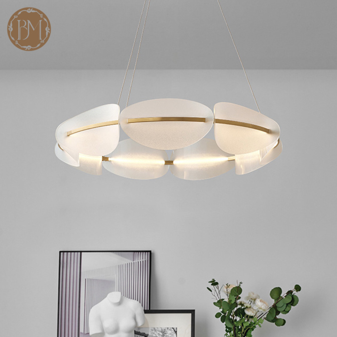 Đèn thả trần cánh hoa decor không gian phòng khách
