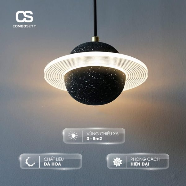Bộ 3 Đèn Thả Trần Vũ Trụ 3D Hành Tinh Đá Cẩm Thạch Decor Phòng Ngủ, Phòng Khách - Hình ảnh 2