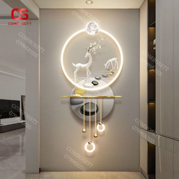 Đèn Tranh Hươu Tài Lộc Tráng Gương, Tranh Đèn Led Phong Cảnh Nghệ Thuật Treo Phòng Khách - Hình ảnh 4