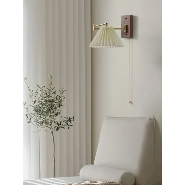 (3 chế độ AS) Đèn gắn tường gỗ óc chó đèn LED 13W chao sứ cổ điển cao cấp decor đầu giường phòng ngủ, đèn tường đọc sách – SKU 5089 - Hình ảnh 3