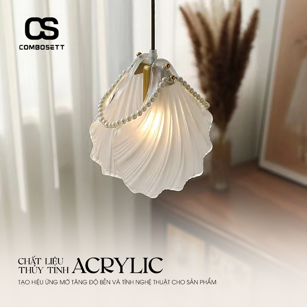 Đèn Trần Treo Thả Hình Vỏ Sò với chất liệu thủy tinh và acrylic
