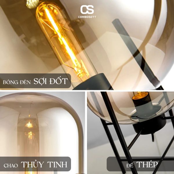 Đèn Đứng Chao Thủy Tinh Decor Phòng Ngủ Phong Cách Bắc Âu - Hình ảnh 6
