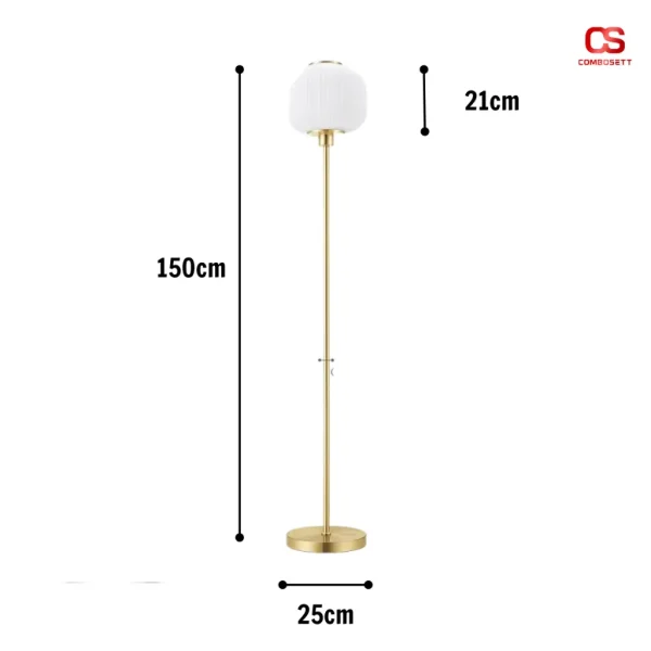 Đèn đứng chao thủy tinh thổi thủ công màu trắng sứ,Đèn sàn đọc sách, sofa, tủ tab phong cách Nhật Bản nghệ thuật cổ xưa SKU 5111