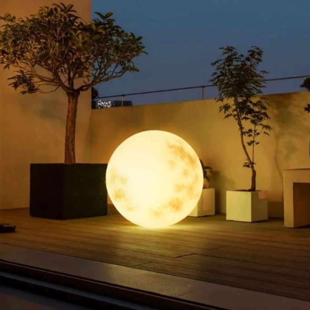 Đèn Trăng Cầu 3D Có Vân Trăng Decor Không Gian Sân Vườn - Ảnh 6