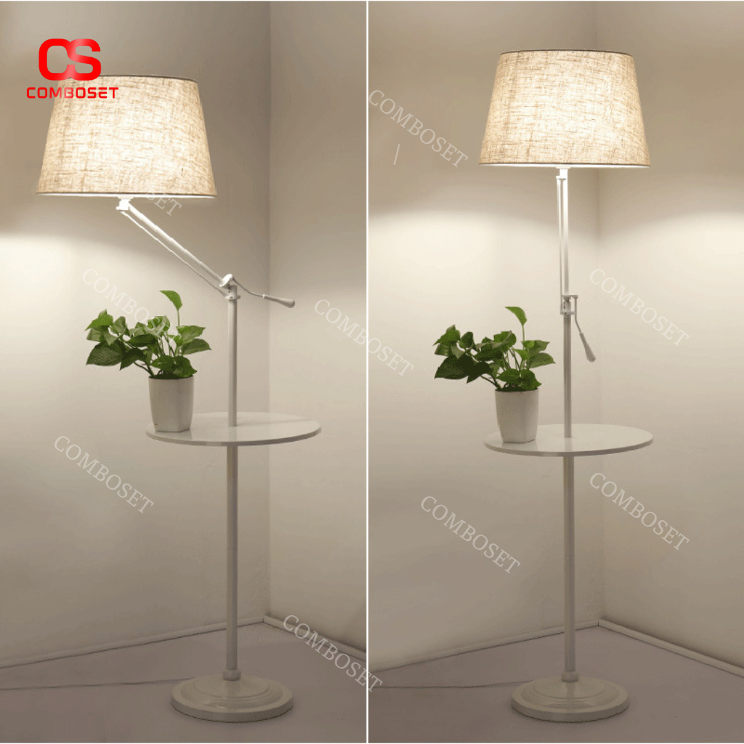 Đèn sàn led kết hợp bàn cafe với thiết kế trục xoay chao đèn
