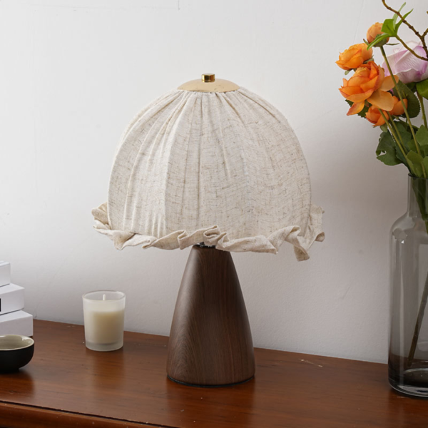 Đèn Bàn Gỗ Óc Chó Chao Vải Phong Cách Pháp Retro, Đèn Bàn Decor 3 Chế Độ Màu - Hình ảnh 8