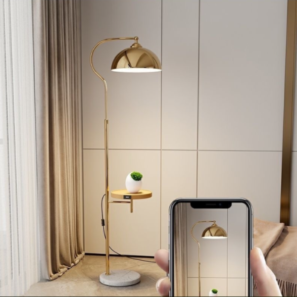 Đèn Sàn Kết Hợp Bàn Chao Bán Nguyệt, Đèn Đứng Bắc Âu 3 Chế Độ Màu Dùng Decor - Hình ảnh 4