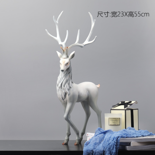Tượng Hưu Composite Để Bàn, Tượng Hươu Sừng Tấm Sang Trọng Nhẹ Nhàng Cho Tiền Sảnh, Nội Thất, Quà Tặng Cho Bạn Bè - Hình ảnh 3