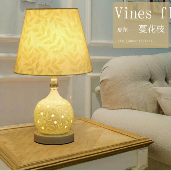 Đèn Bàn Gốm Sứ Bắc Âu, Đèn Bàn Gốm Thời Trang, Ấm Áp Điều Khiển Từ Xa - Hình ảnh 4