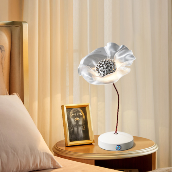 Đèn Bàn Hoa Nhựa PP, Đèn Bàn Phong Cách Trung Hoa Điều Chỉnh Độ Sáng Decor Phòng Ngủ - Hình ảnh 2