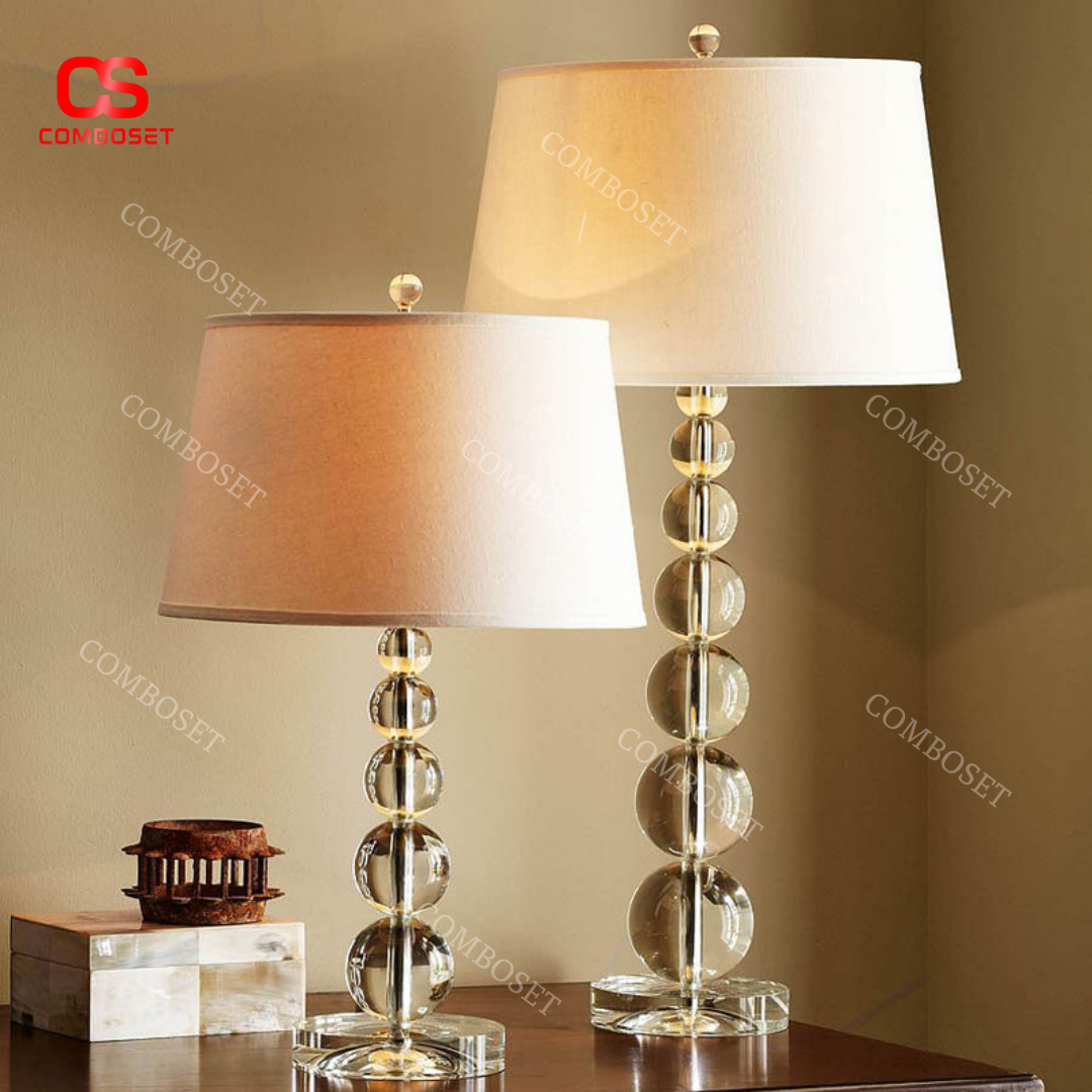Đèn bàn pha lê chao vải phong cách Bắc Âu