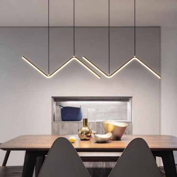 Đèn Chùm Sắt Chữ N Dải Đèn Acrylic Hình Học Độc Đáo Trang Trí Không Gian Bếp - Hình ảnh 7