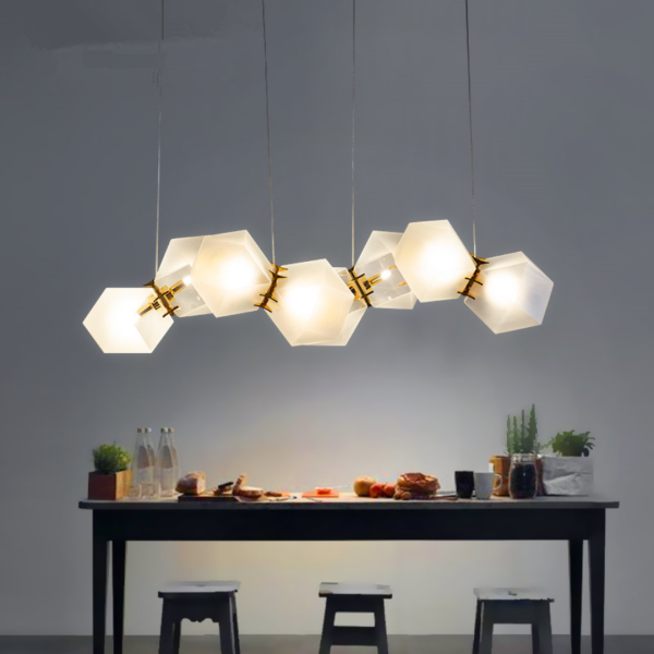 Đèn Thả Trần Thủy Tinh Hình Rubik Phong Cách Bắc Âu, Đèn Chùm Led Hiện Đại - Hình ảnh 3