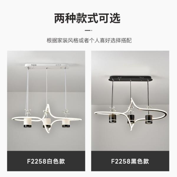 Đèn Chùm Thanh Dài Pha Lê Lượn Sóng 3 Chế Độ Sáng Đèn Thả Led Bàn Ăn - Hình ảnh 8