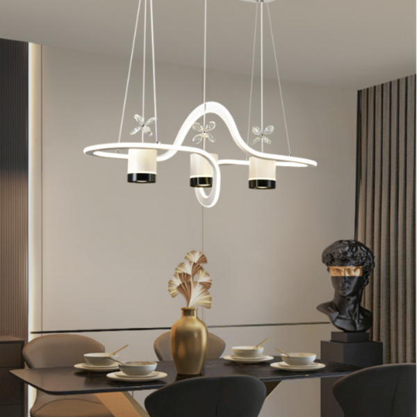 Đèn Chùm Thanh Dài Pha Lê Lượn Sóng 3 Chế Độ Sáng Đèn Thả Led Bàn Ăn - Hình ảnh 5