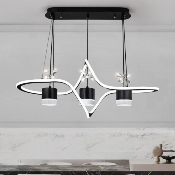 Đèn Chùm Thanh Dài Pha Lê Lượn Sóng 3 Chế Độ Sáng Đèn Thả Led Bàn Ăn - Hình ảnh 3