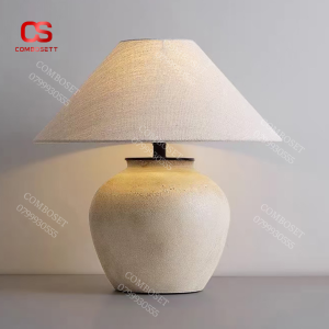 Đèn gốm sứ để bàn phong cách Wabi-Sabi